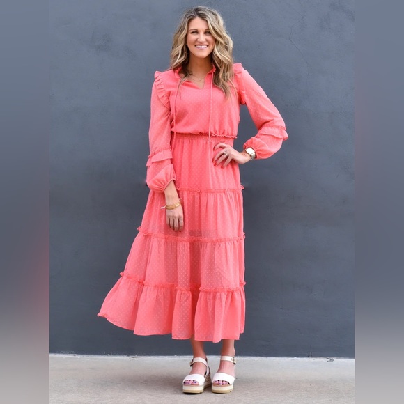 Joy Joy Dresses & Skirts - JoyJoy Joy*Joy Ruffle Maxi Dress Coral